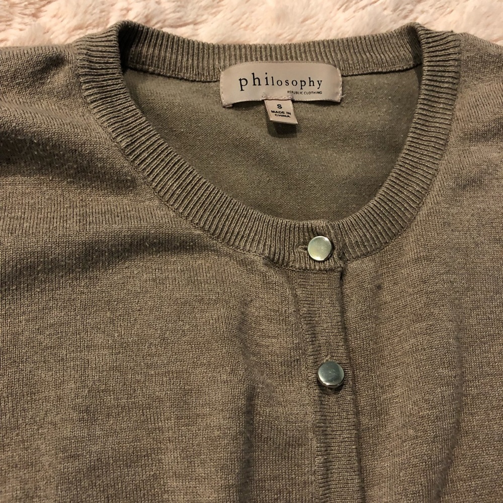 Tan cardigan with silver buttons